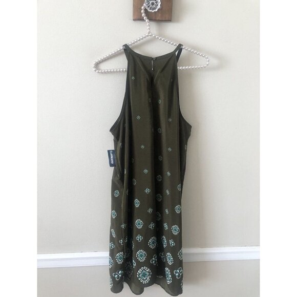 NWT Old Navy Womens Size L Green Floral Sleeveless Shift Dress - Picture 3 of 6